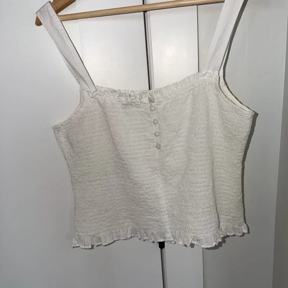 Madewell Lucie Smocked Tank Top Eyelet White Large - Picture 3 of 12
